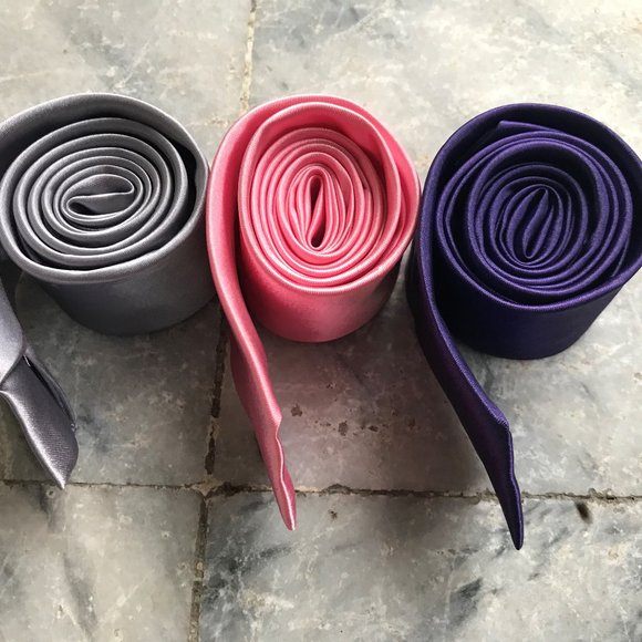 Tie Lot of 3 Ties Men Necktie Purple Gray Pink - Picture 8 of 8